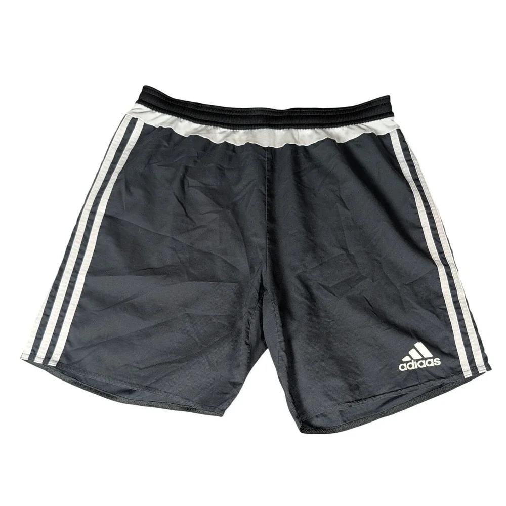 Adidas Adizero Mens Soccer Shorts Black White Striped Athletic Training S